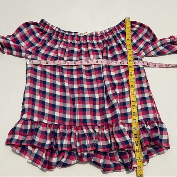 Jane & Delancey Blouse Picnic Pleasant Plaid Off The Shoulder Top Red Small - Picture 6 of 10